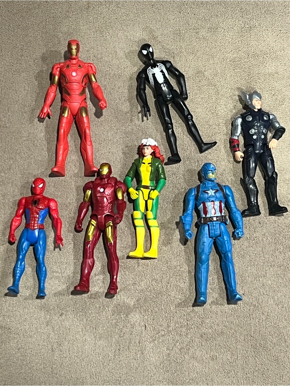 Marvel Avengers 4” Figures Lot - Iron Man, Captain America, Thor, Spider-Man